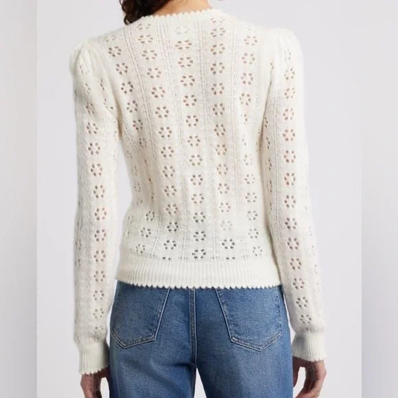 DÔEN NWOT Emery Pointelle Cardigan - Picture 2 of 5